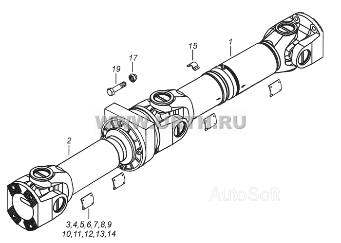 4308-2201006-80 Вал карданный трехшарнирный